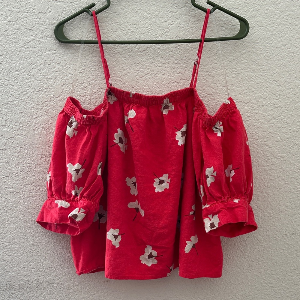 Universal Thread Red Floral Off-Shoulder Blouse